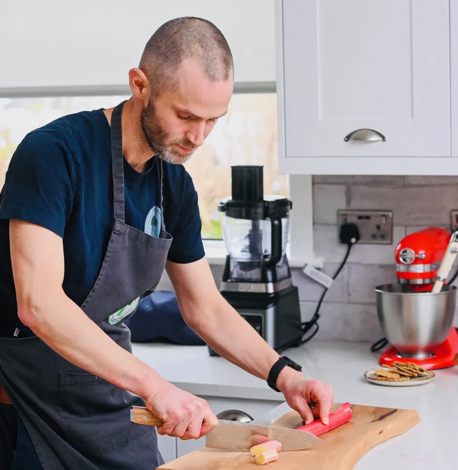 Tim Yeomans preparing whole-food ingredients