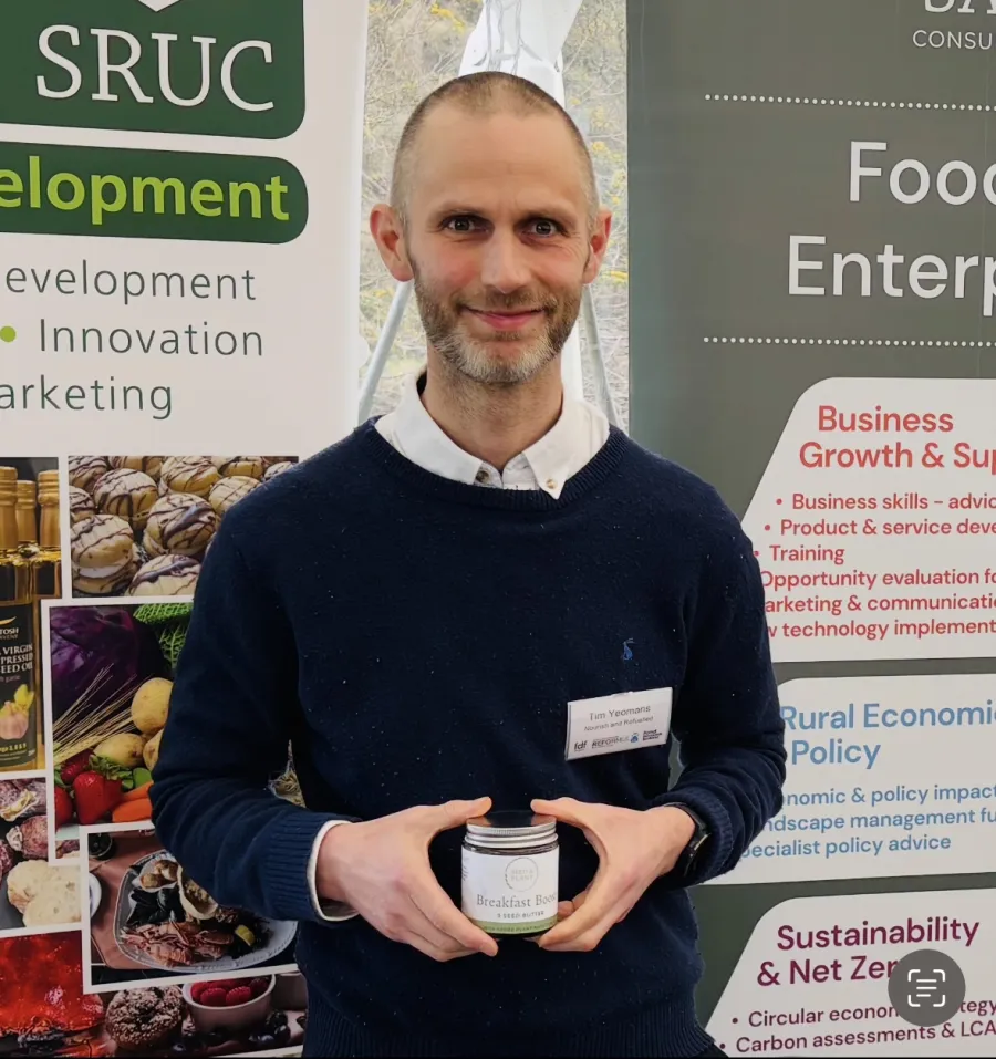 Tim holding seed butters
